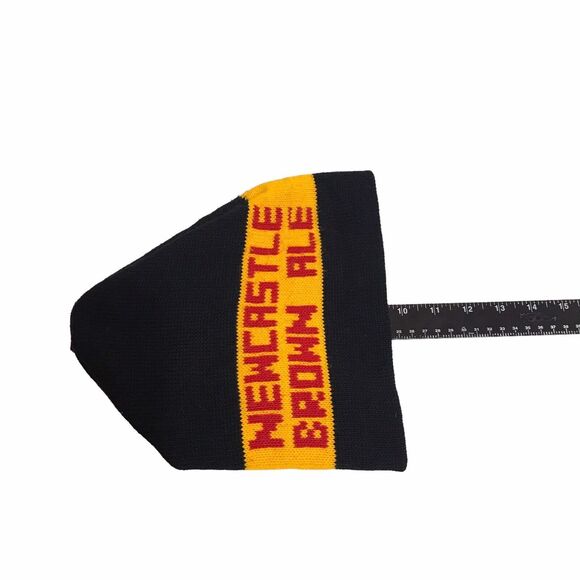 Newcastle Brown Ale Beer KNIT Beanie Ski Hat Cap Yellow Black Skiing Winter Snow - Picture 5 of 5